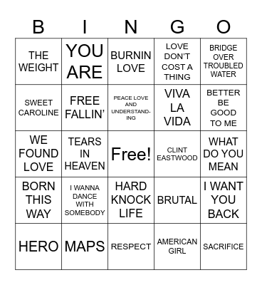 Seyfarth Music Trivia Bingo Game 2 Bingo Card