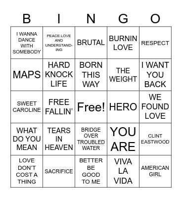 Seyfarth Music Trivia Bingo Game 2 Bingo Card
