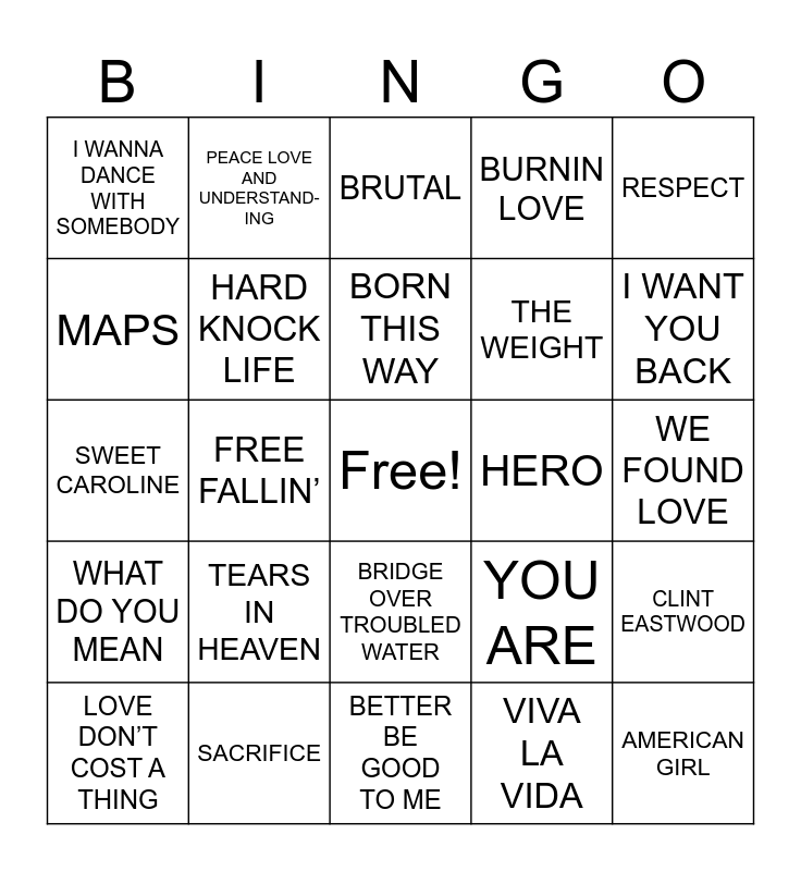 Seyfarth Music Trivia Bingo Game 2 Bingo Card