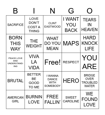 Seyfarth Music Trivia Bingo Game 2 Bingo Card