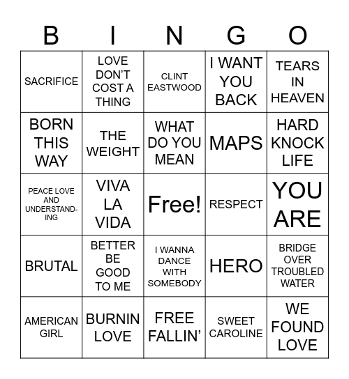 Seyfarth Music Trivia Bingo Game 2 Bingo Card