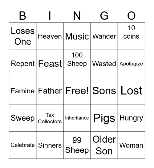 JESUS TAUGHT ABOUT GOD’S LOVE Bingo Card
