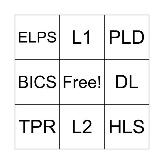 Multilingual Lingo Bingo Card