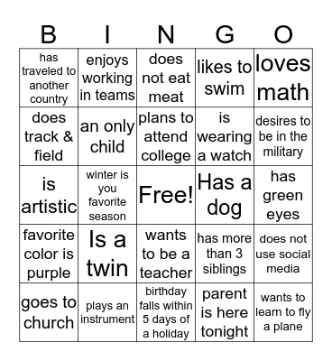 Community Action Youth Advisory Council Bingo Card