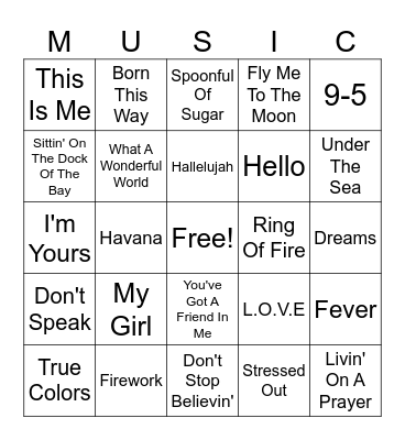 Music Bingo Card