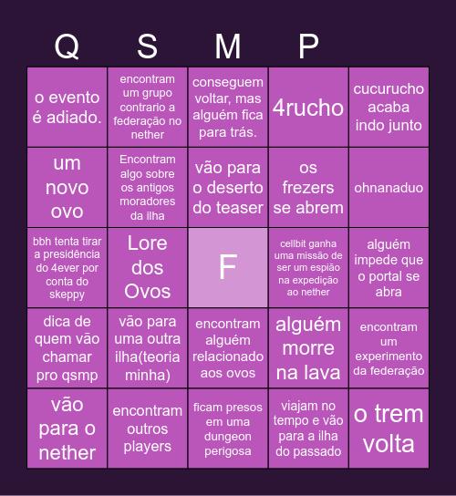 Evento do Portal/07 ago Bingo Card