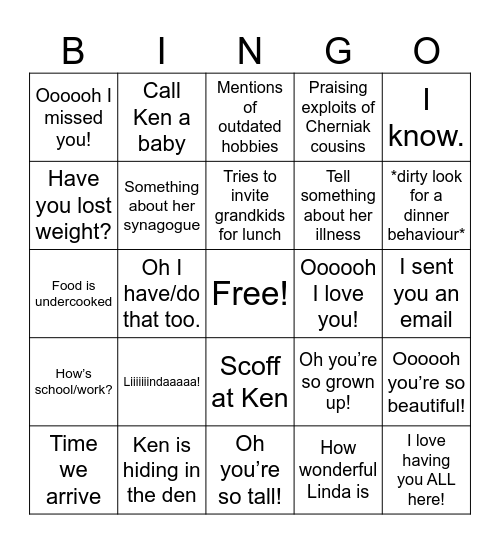 Ken & Linda Colman Bingo Card