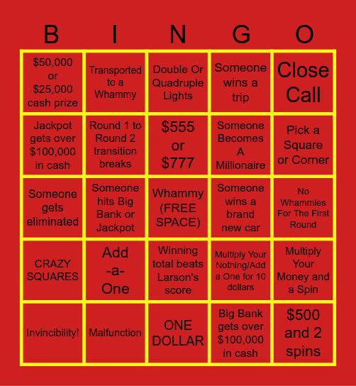 BigJon PYL Bingo Card