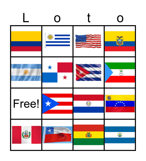 Banderas de países dónde se habla español Bingo Card