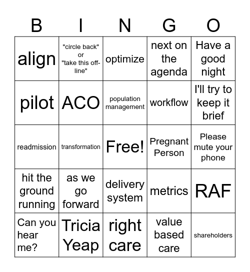 JMMG Group Meeting Bingo Card