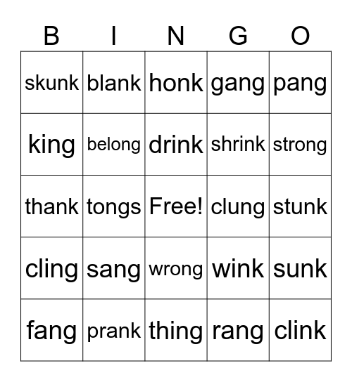Glued Sounds Bingo Card