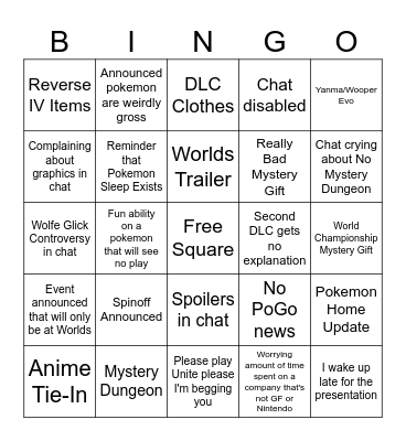 Pokemon Direct Aug 8 2023 Bingo Card