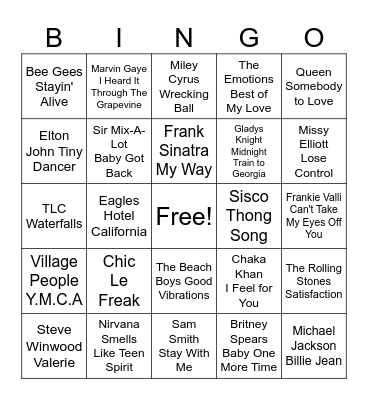 MUSIC BINGO Card