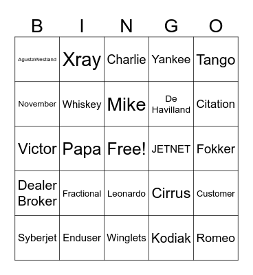 JETNET BINGO Card