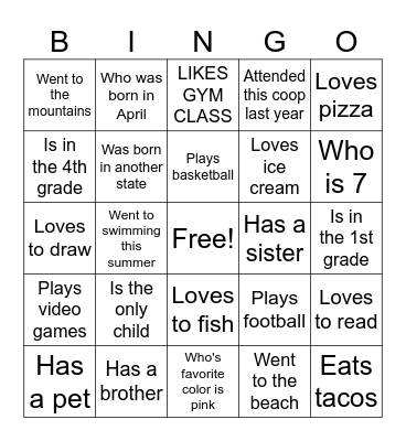 Find Someone Who Bingo Card