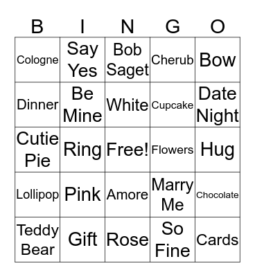 Valentine's Bingo Card