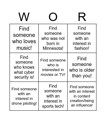 Around the World Bingo Card