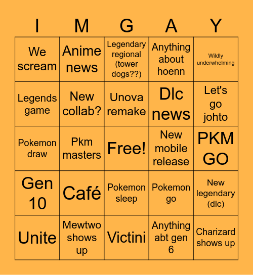 Pokemon bingo Card