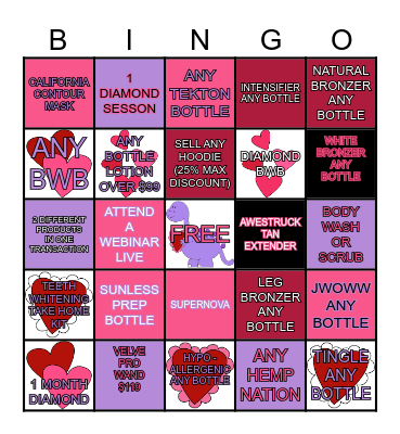 Tan Republic Valentines Bingo Card