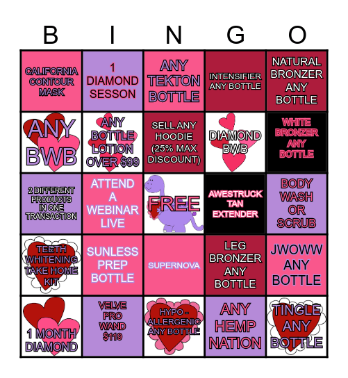 Tan Republic Valentines Bingo Card