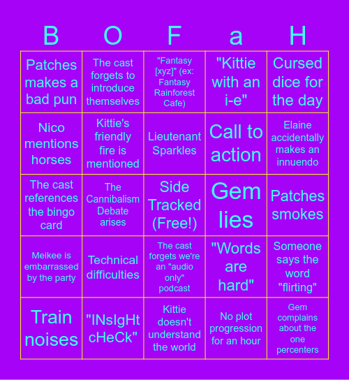 Beholding Out For a Bingo (Phase 2) Bingo Card