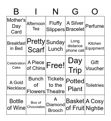 Motherly Bingo Card