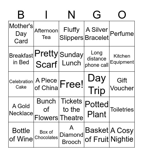 Motherly Bingo Card