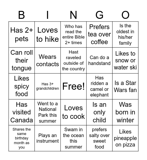 Find Someone Who... Bingo Card