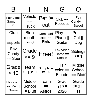 Computer Science Bingo Card