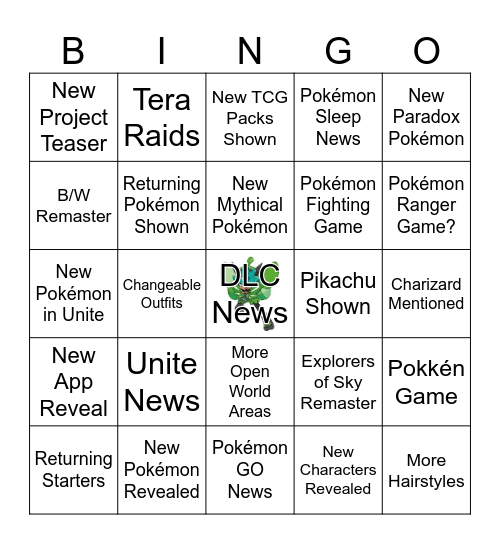 Pokémon Presents Bingo Card