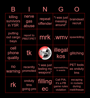 TMS handbook violator bingo Card
