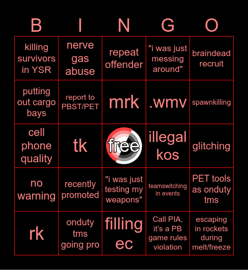 TMS handbook violator bingo Card