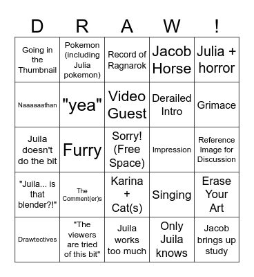 Drawfee Bingo V2 Bingo Card
