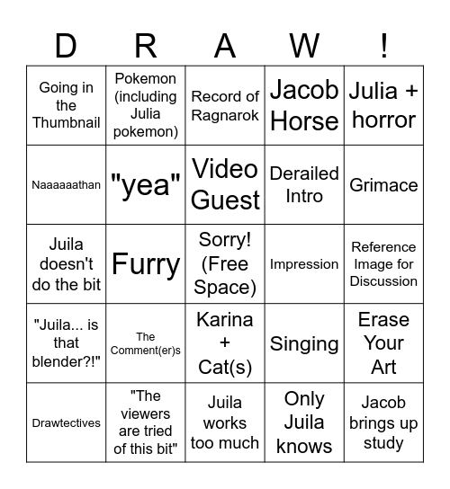 Drawfee Bingo V2 Bingo Card
