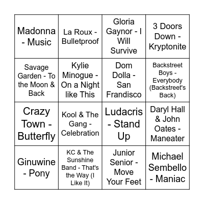 PRINCE MUSIC BINGO ROUND 2 Bingo Card