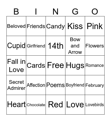 Be Mine, Valentine Bingo Card