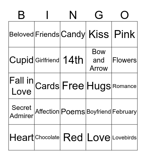Be Mine, Valentine Bingo Card
