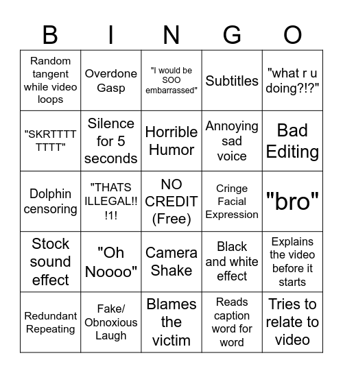 SSSniperwolf Bingo (alt. version) Bingo Card