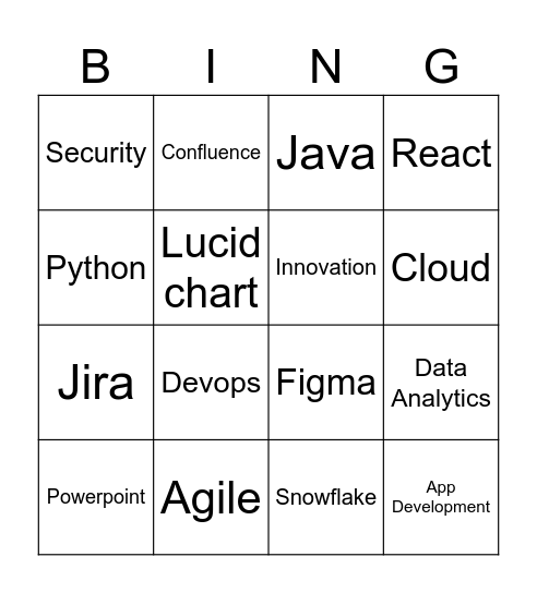 Tech Bingo Card