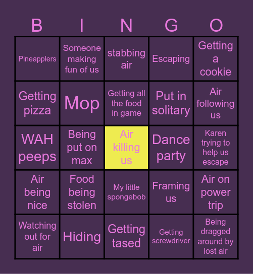 County jail bingo (Roblox) Bingo Card