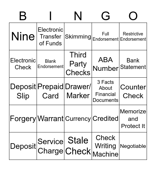 Chapter 14 Bingo Card