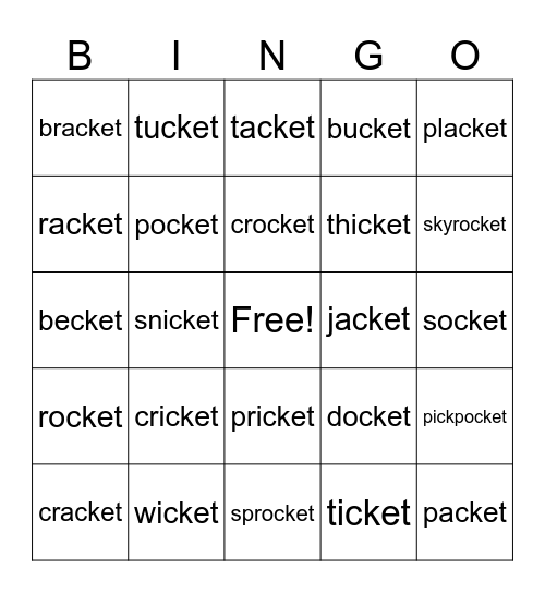 Words to Read Bingo Card