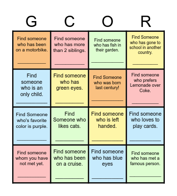 Find Someone Who... Bingo Card