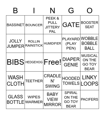 MEENU'S BABY SHOWER Bingo Card