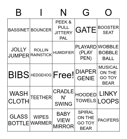 MEENU'S BABY SHOWER Bingo Card