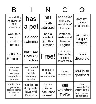 Find someone who Bingo Card