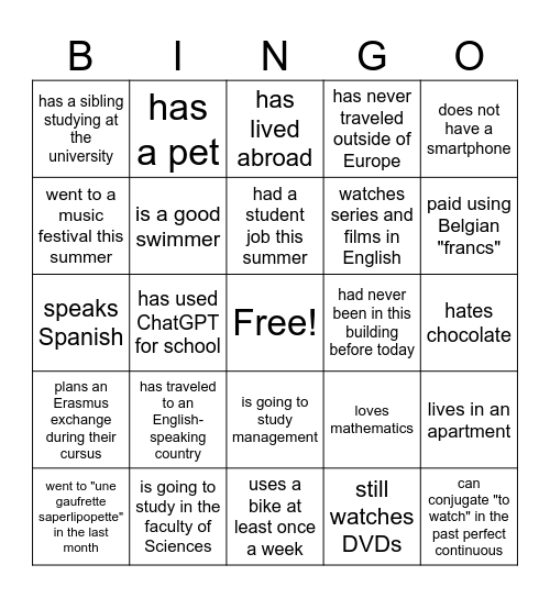 Find someone who Bingo Card