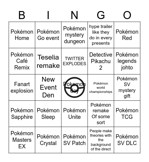 Pokémon Presents 2023 Bingo Card