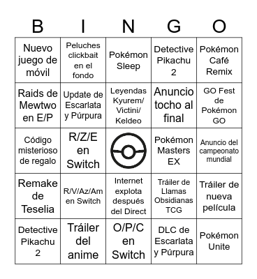 Pokémon Presents 2023 Bingo Card