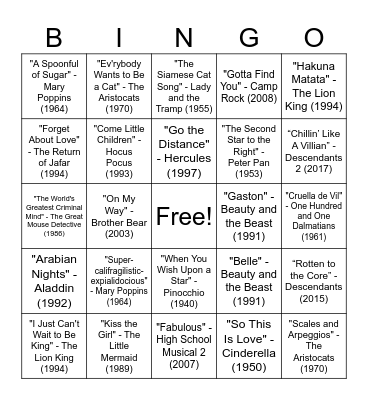 Disney Bingo August 2023 Bingo Card